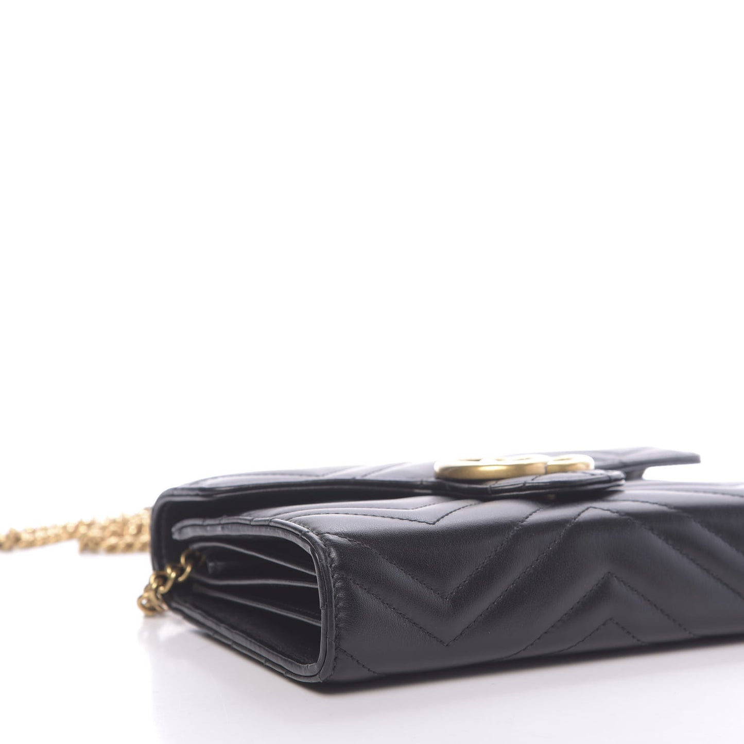 Calfskin Matelasse GG Marmont Chain Wallet Black