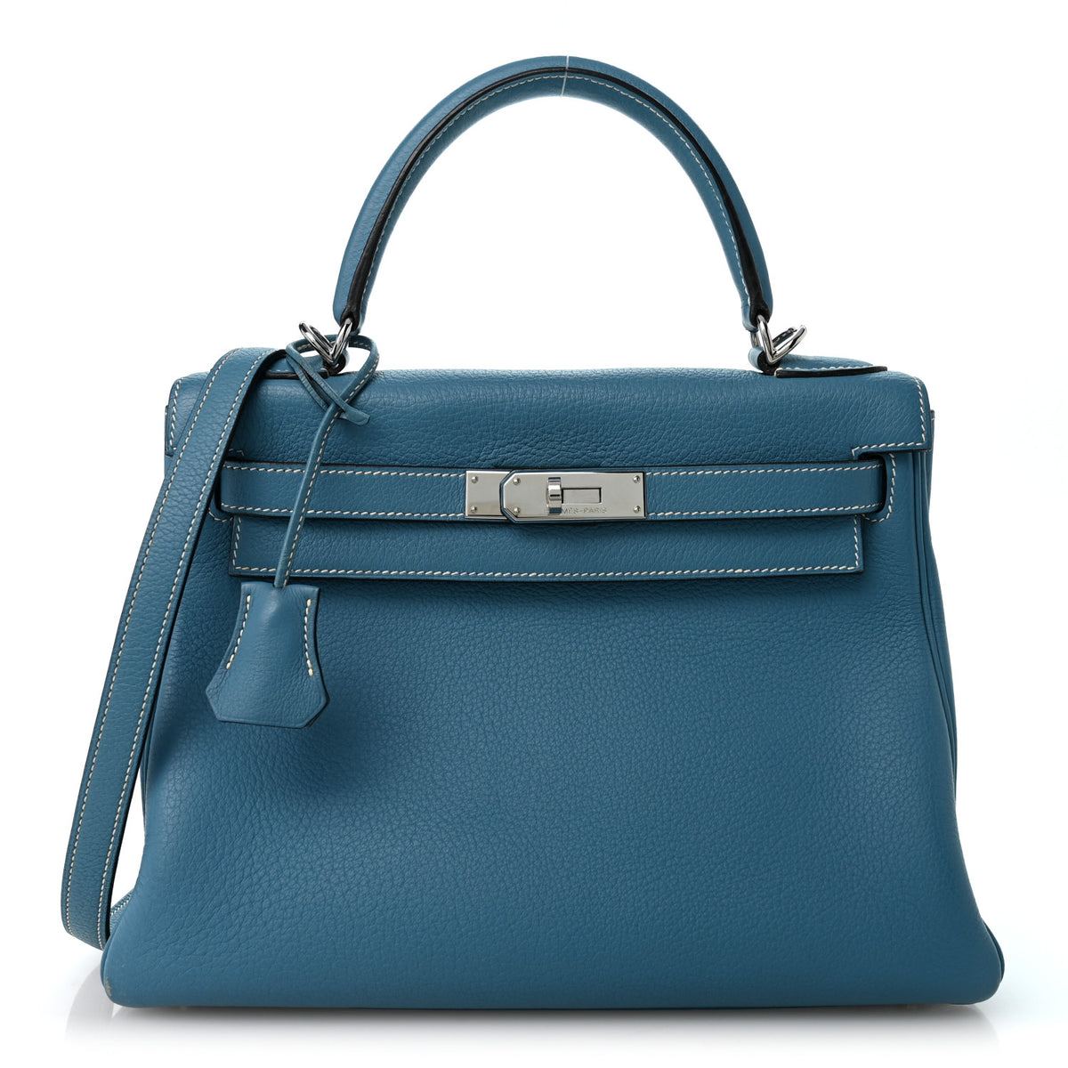 Hermes Taurillon Clemence Kelly Retourne 28 Bleu Jean 1 of 14