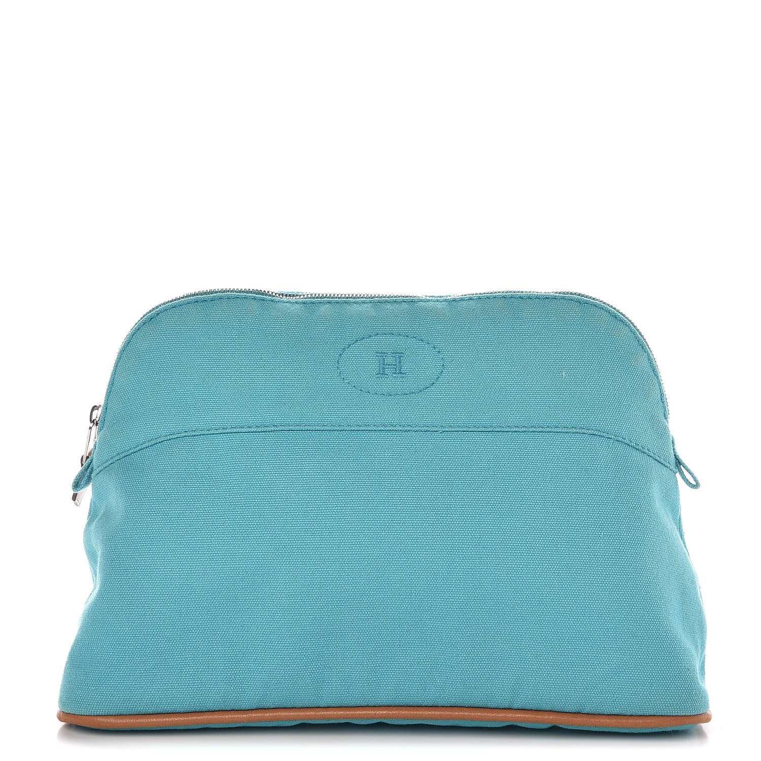Hermes Cotton Canvas Bolide Travel Cosmetic Pouch MM Bleu Horizon 1 of 8
