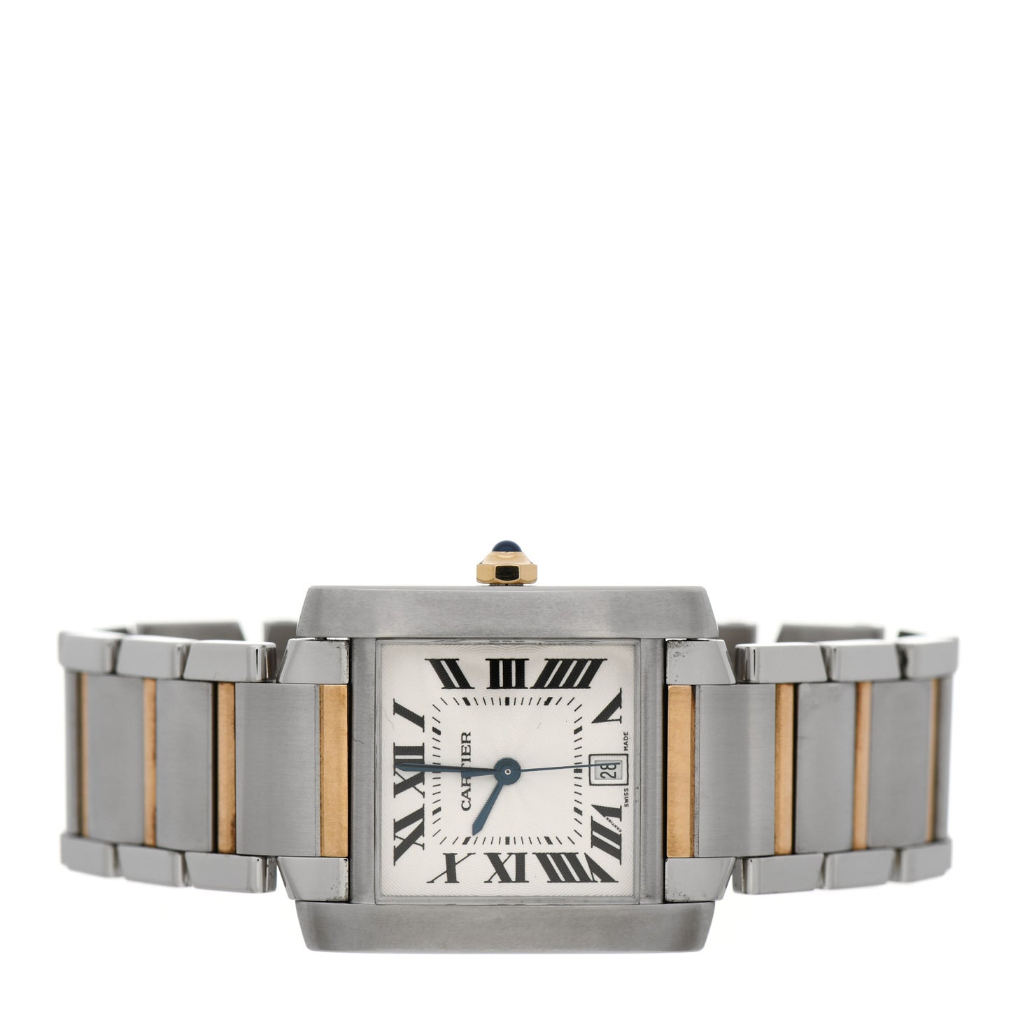 Stainless Steel 18K Yellow Gold 28mm Tank Francaise Automatic Watch
