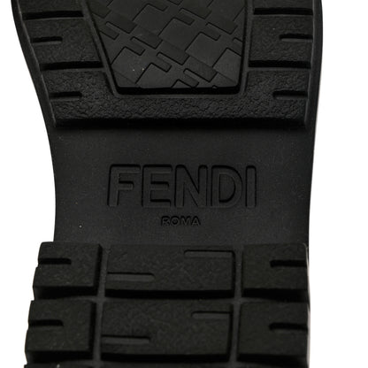 Fendi Fabric Jacquard Vitello FF Domino 50mm Biker Boots 38 Black Asfalto 7 of 8