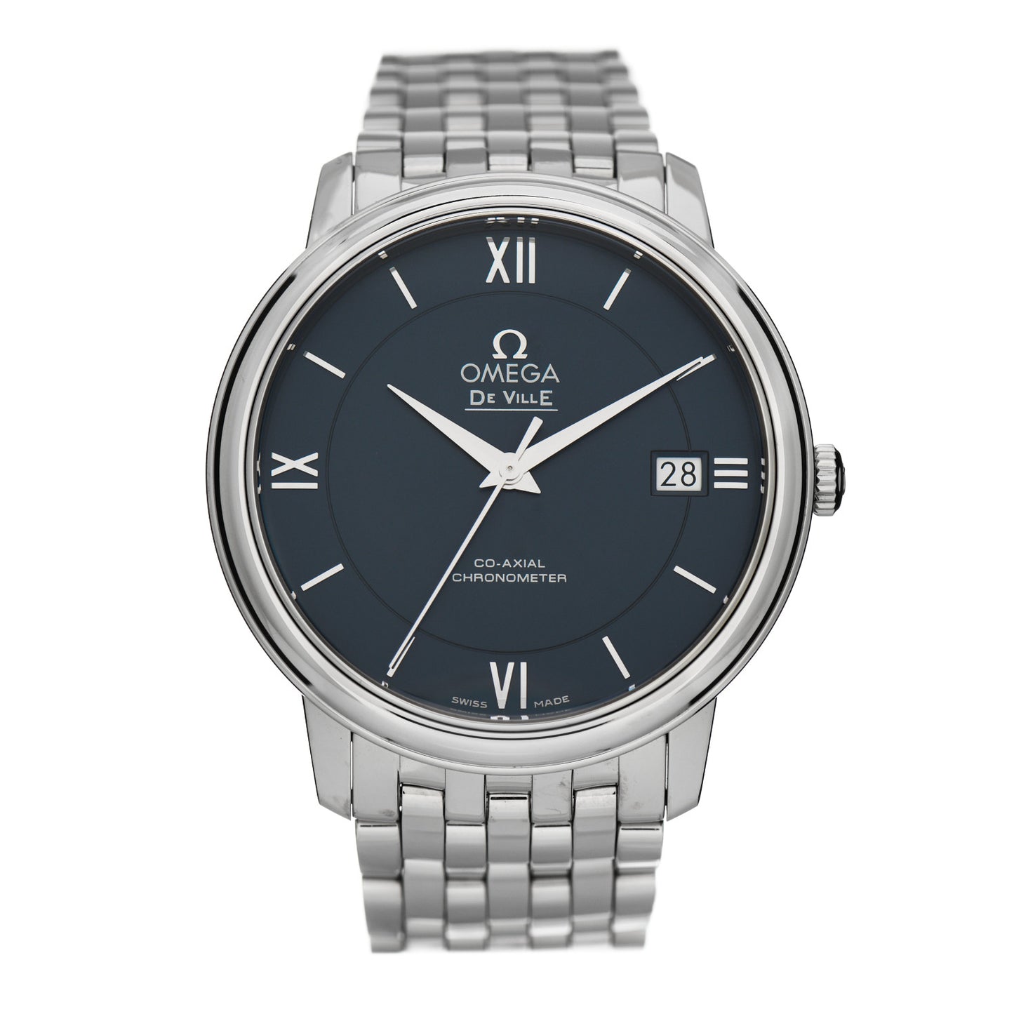 Stainless Steel 37mm De Ville Prestige Co-Axial Automatic Watch Blue 424.10.40.20.01.001