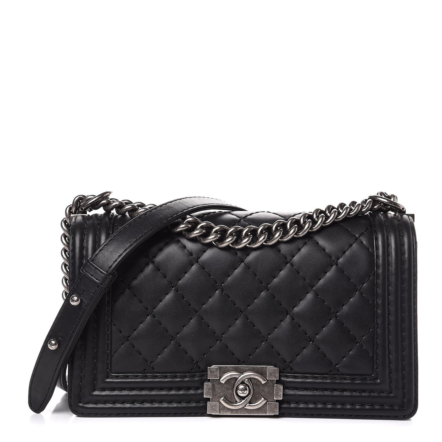 Chanel Calfskin Double Stitch Medium Boy Flap Black 1 of 9