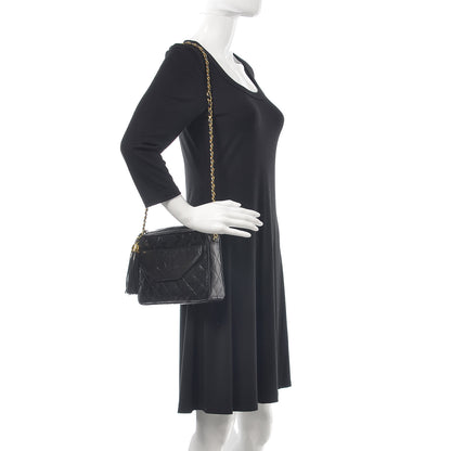 Chanel Lizard Quilted Small Tassel Camera Case Black 2 of 8