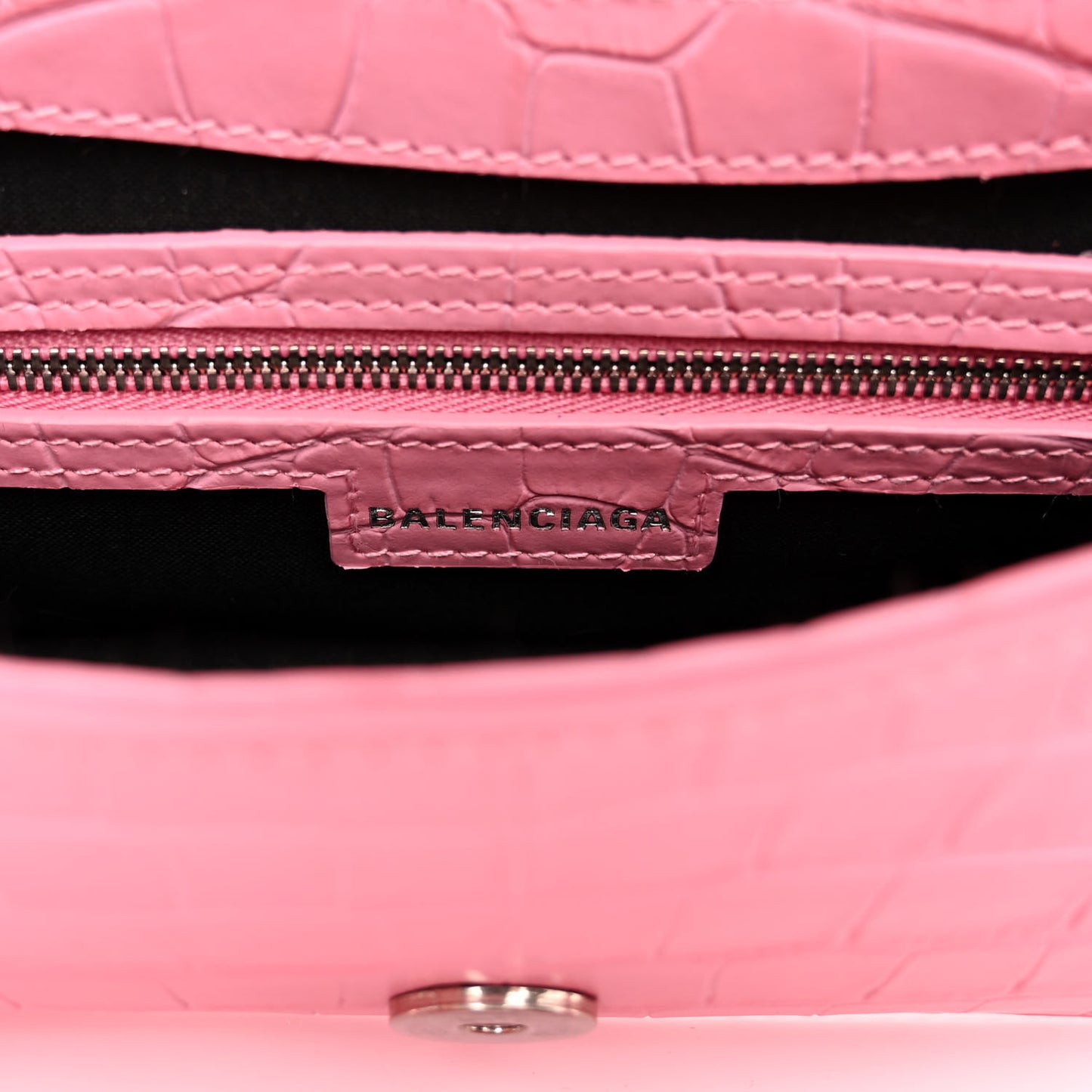 Calfskin Crocodile Embossed Small Lindsay Shoulder Bag Sweet Pink