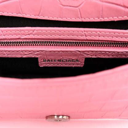Balenciaga Calfskin Crocodile Embossed Small Lindsay Shoulder Bag Sweet Pink 6 of 12