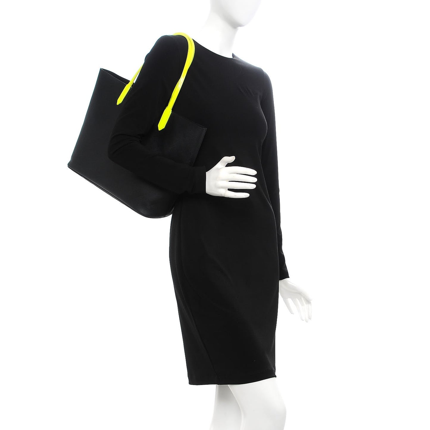 Calfskin Small Antigona Tote Black Neon Yellow