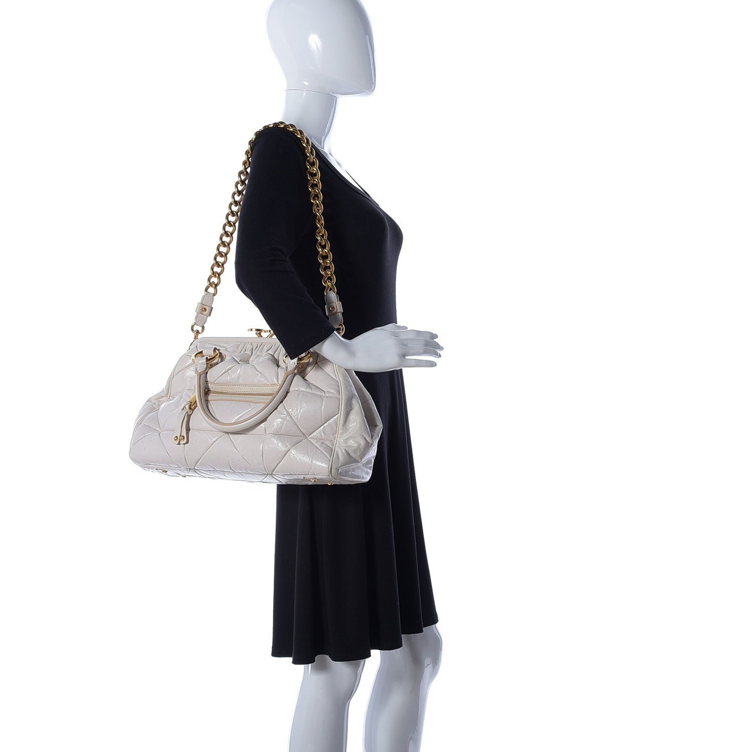 Marc Jacobs Calfskin Quilted Stam White 3 of 37