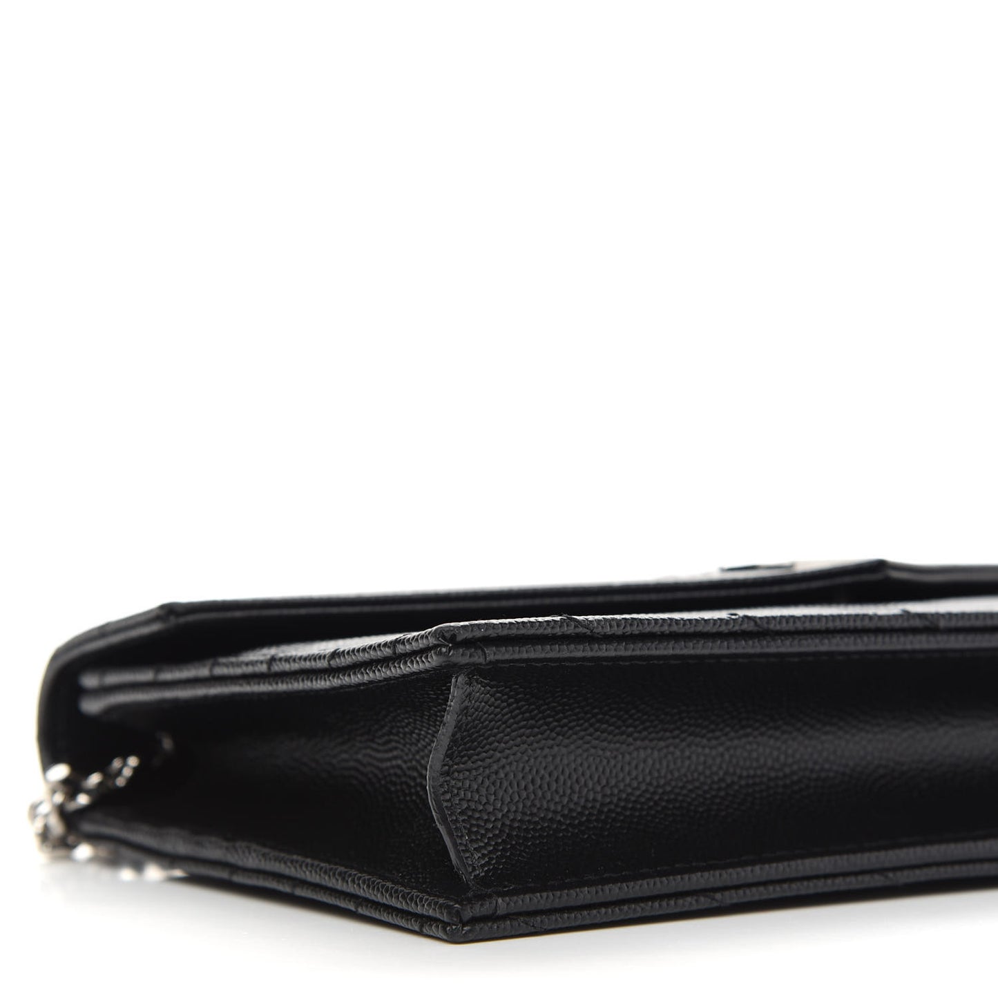 Grain De Poudre Matelasse Chevron Monogram Envelope Chain Wallet Black