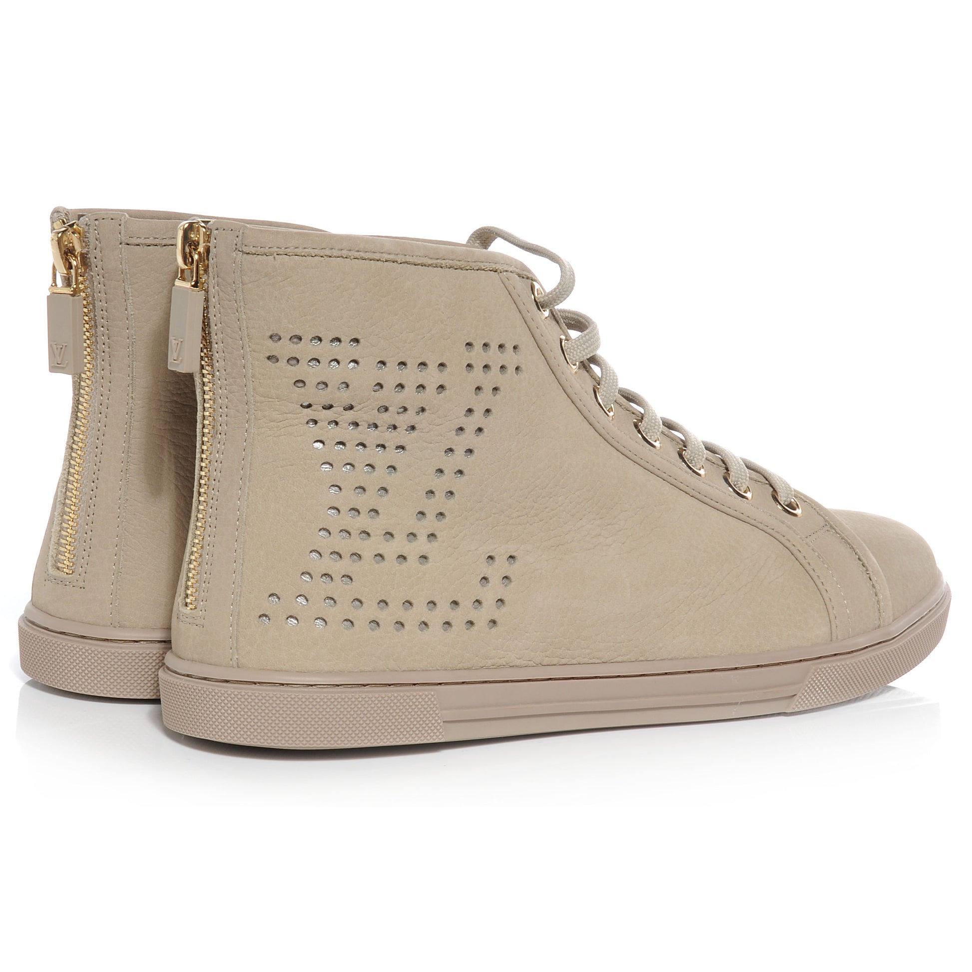 Louis Vuitton Nubuck Punchy High Top Sneakers 38.5 Beige 4 of 8