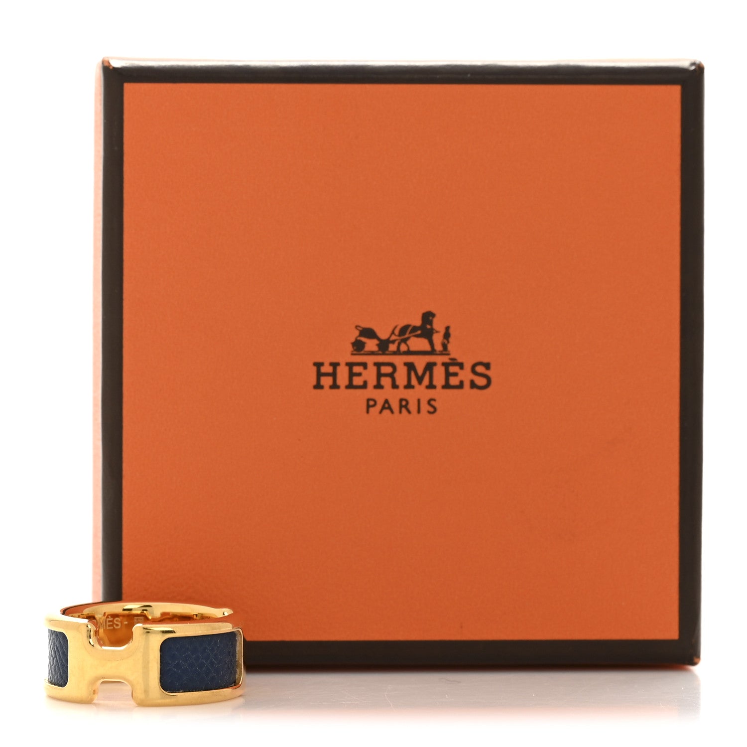 Hermes Madame Calfskin Olympe Ring M 55 7.25 Deep Bleu 6 of 6