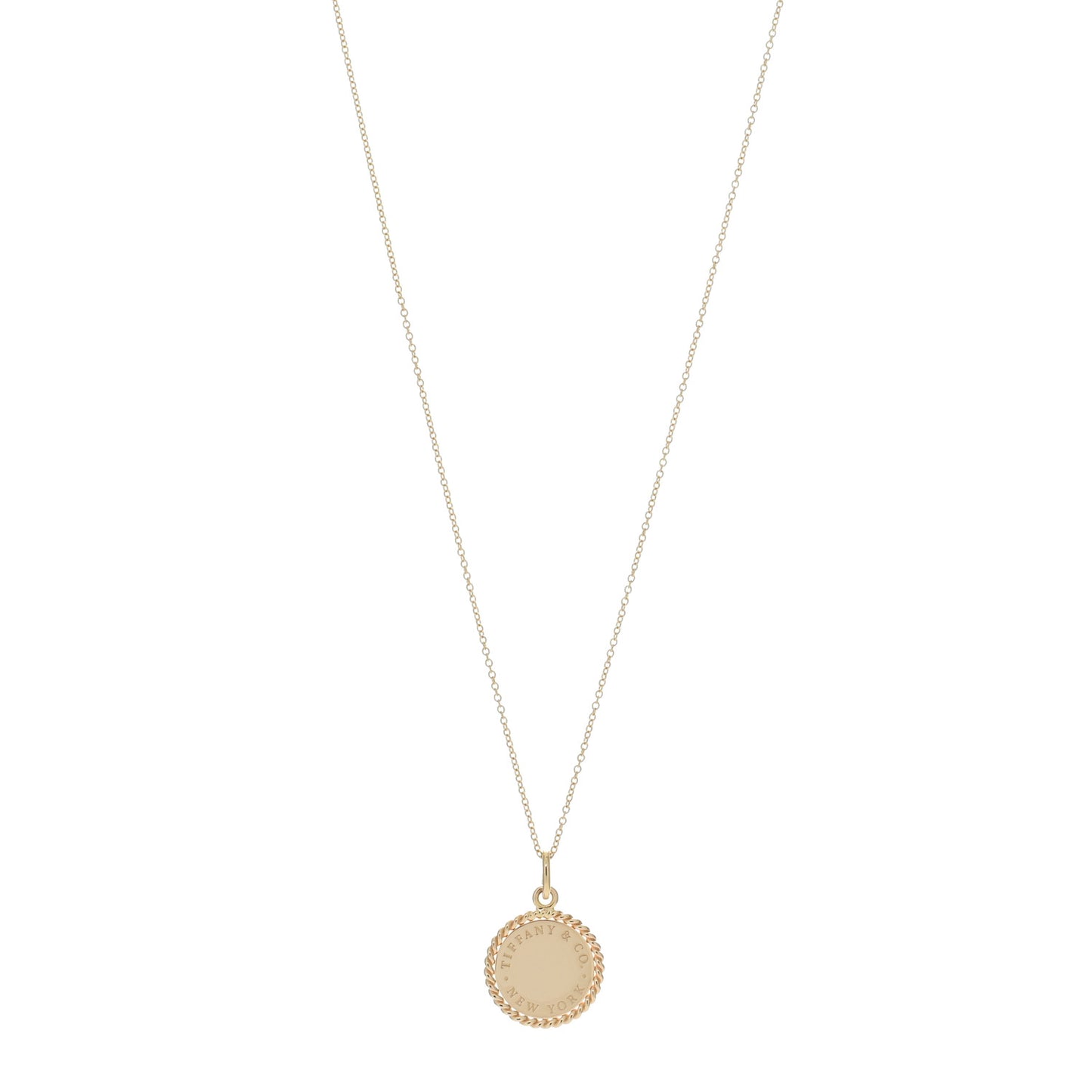 18K Yellow Gold Twist Round Charm Necklace