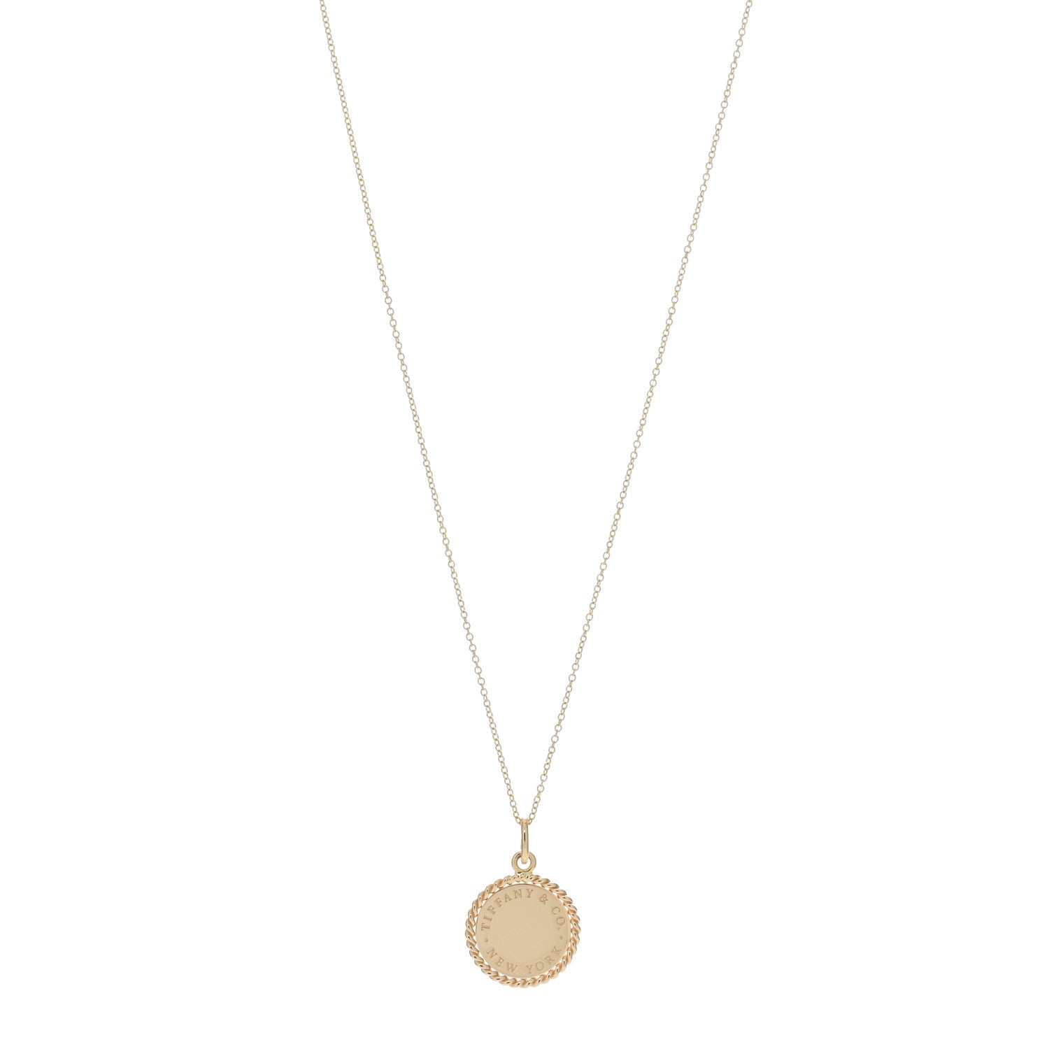 Tiffany 18K Yellow Gold Twist Round Charm Necklace 1 of 5