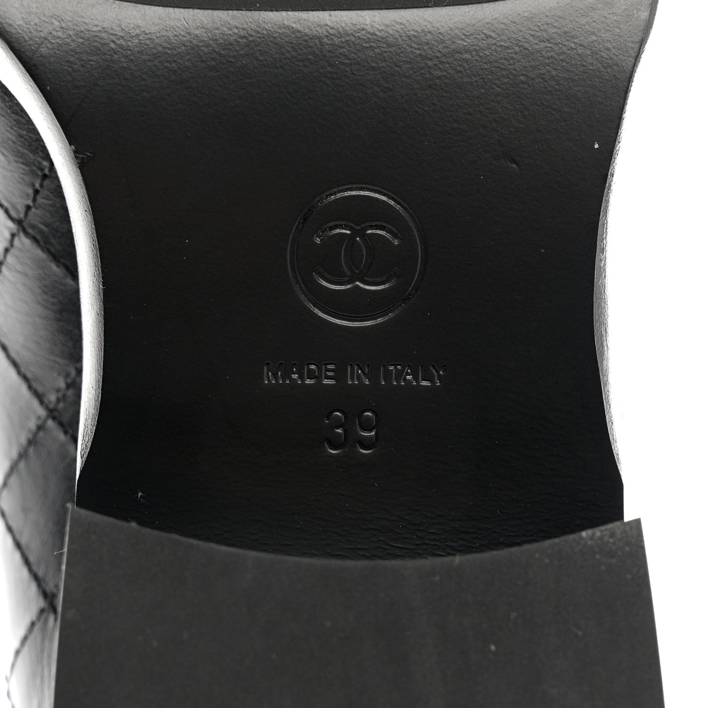 Calfskin Stitched CC Loafers 39 Black