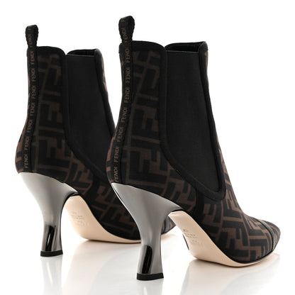 Fendi Mesh Tulle FF Colibri 85mm Ankle Booties 40 Tobacco Moro Black 4 of 8