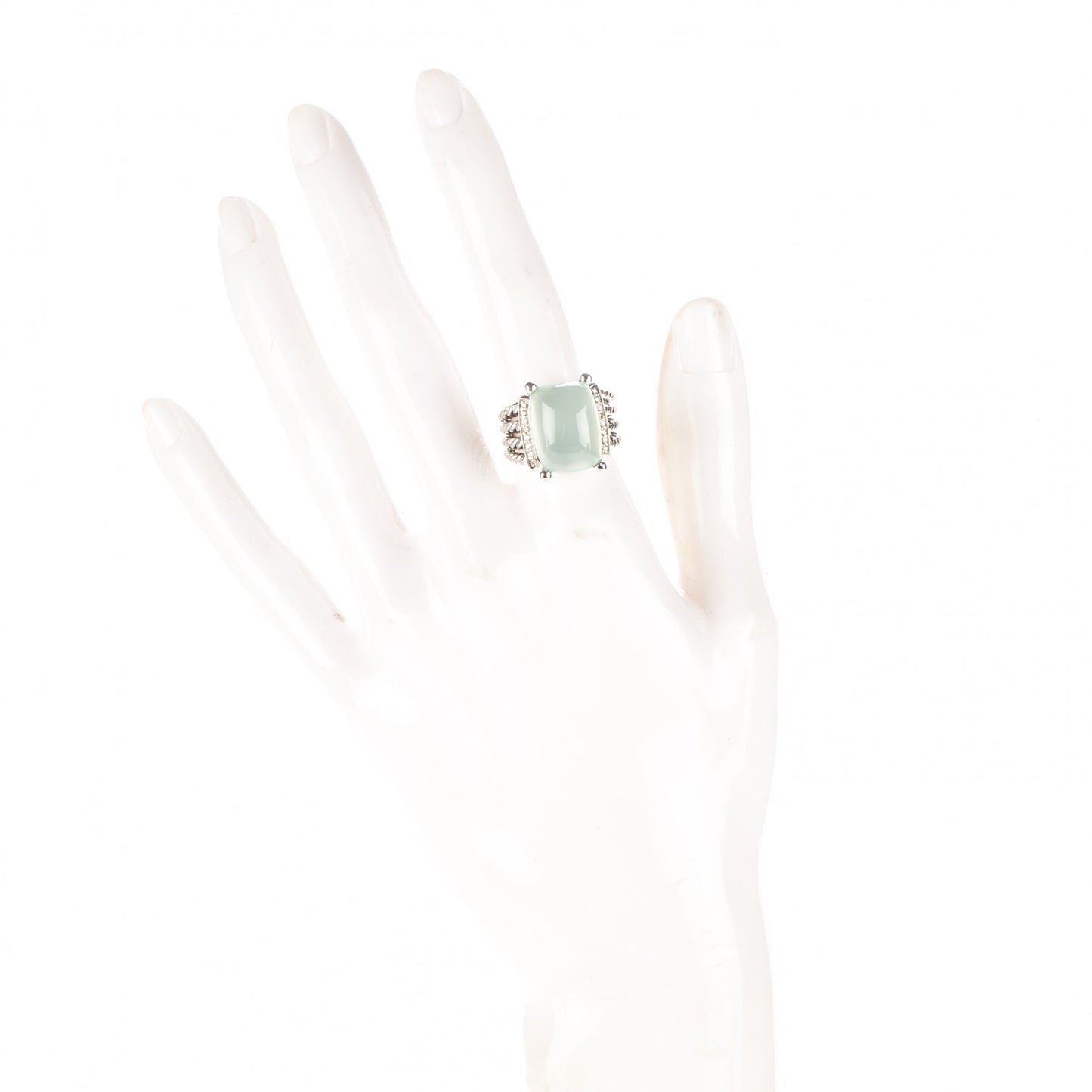 Sterling Silver Diamond Chalcedony 16mm Wheaton Ring 54 7