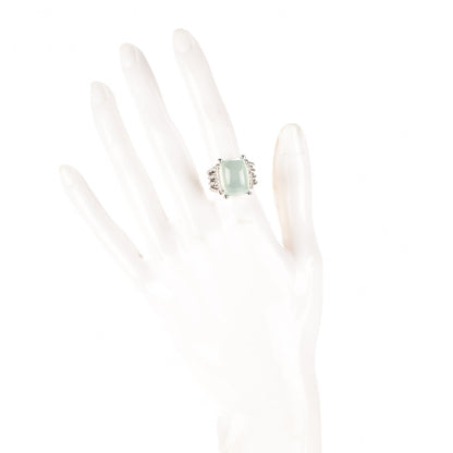 David Yurman Sterling Silver Diamond Chalcedony 16mm Wheaton Ring 54 7 2 of 5