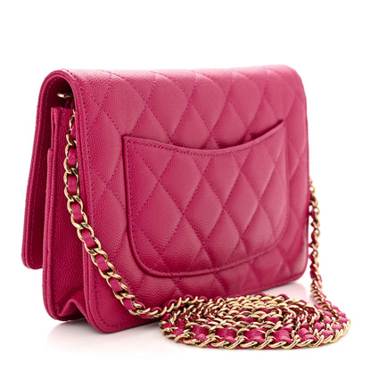 Chanel Caviar Quilted Wallet on Chain WOC Fuchsia 3 of 11