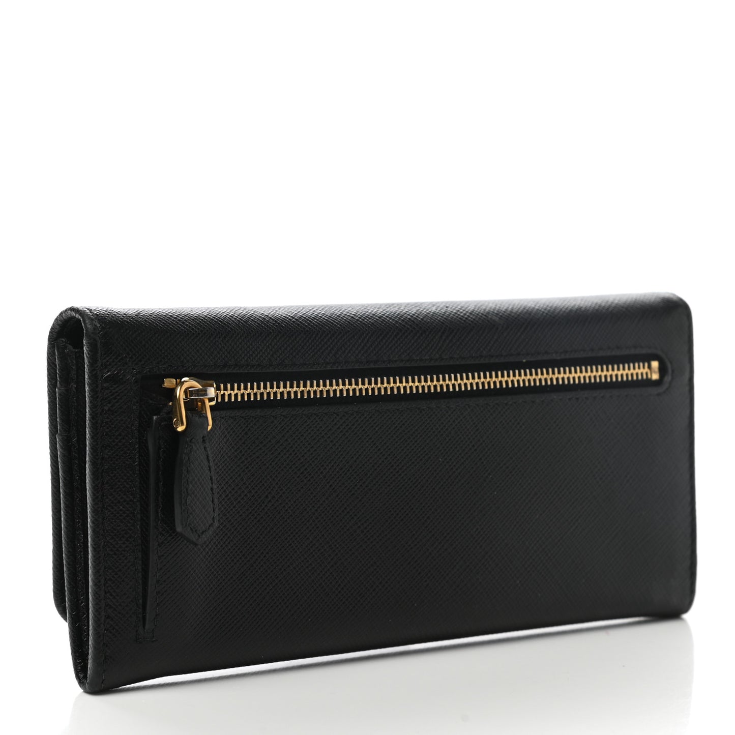 Saffiano Metal Continental Flap Wallet Black