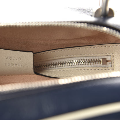 Gucci Vintage Effect Calfskin Matelasse Diagonal Small Torchon GG Marmont Bamboo Top Handle Shoulder Bag Blue Agata Mystic White 9 of 10