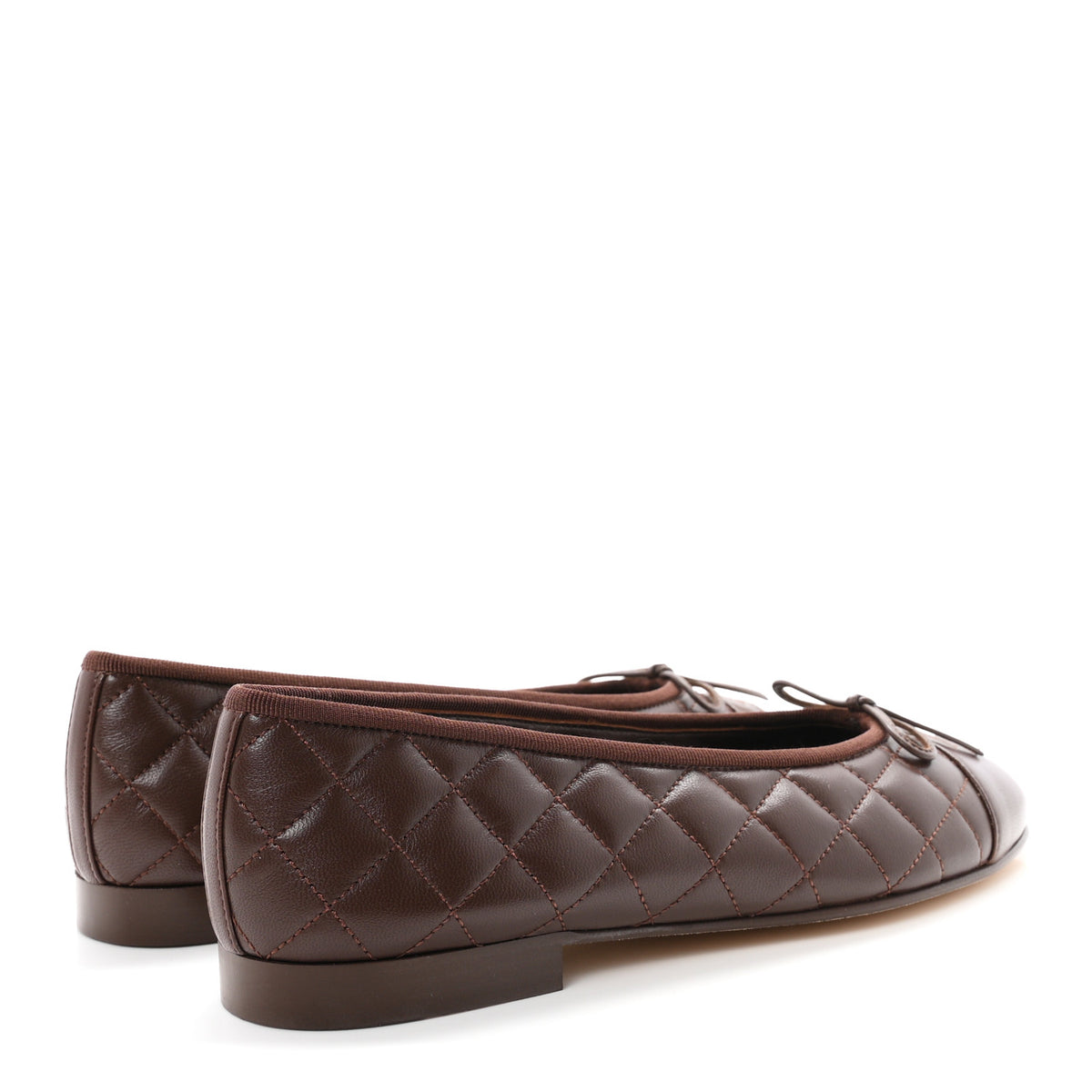 Chanel Lambskin Quilted CC Cap Toe Ballerina Flats 39 Dark Brown 5 of 11