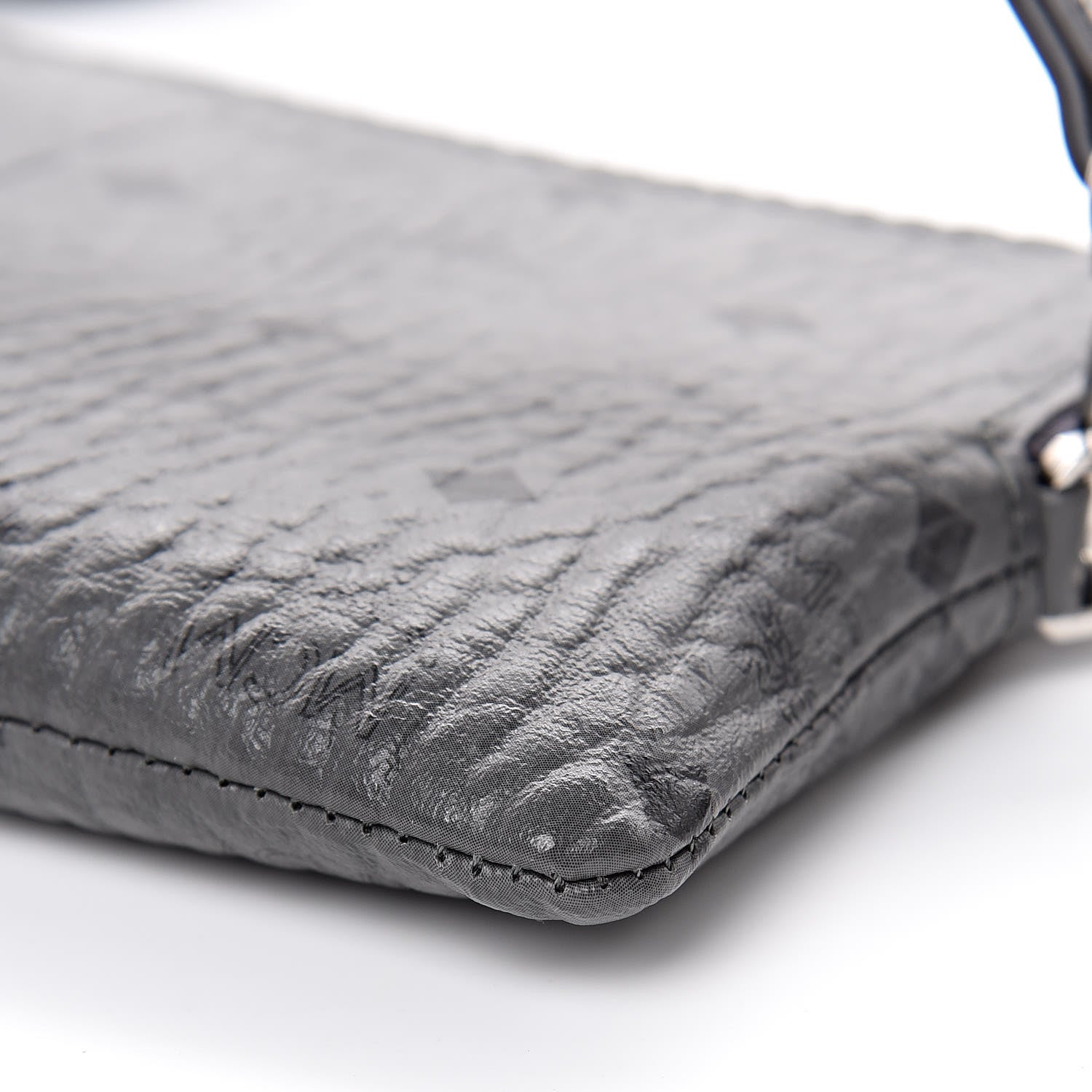 MCM Visetos Crossbody Tech Pouch Grey 9 of 10