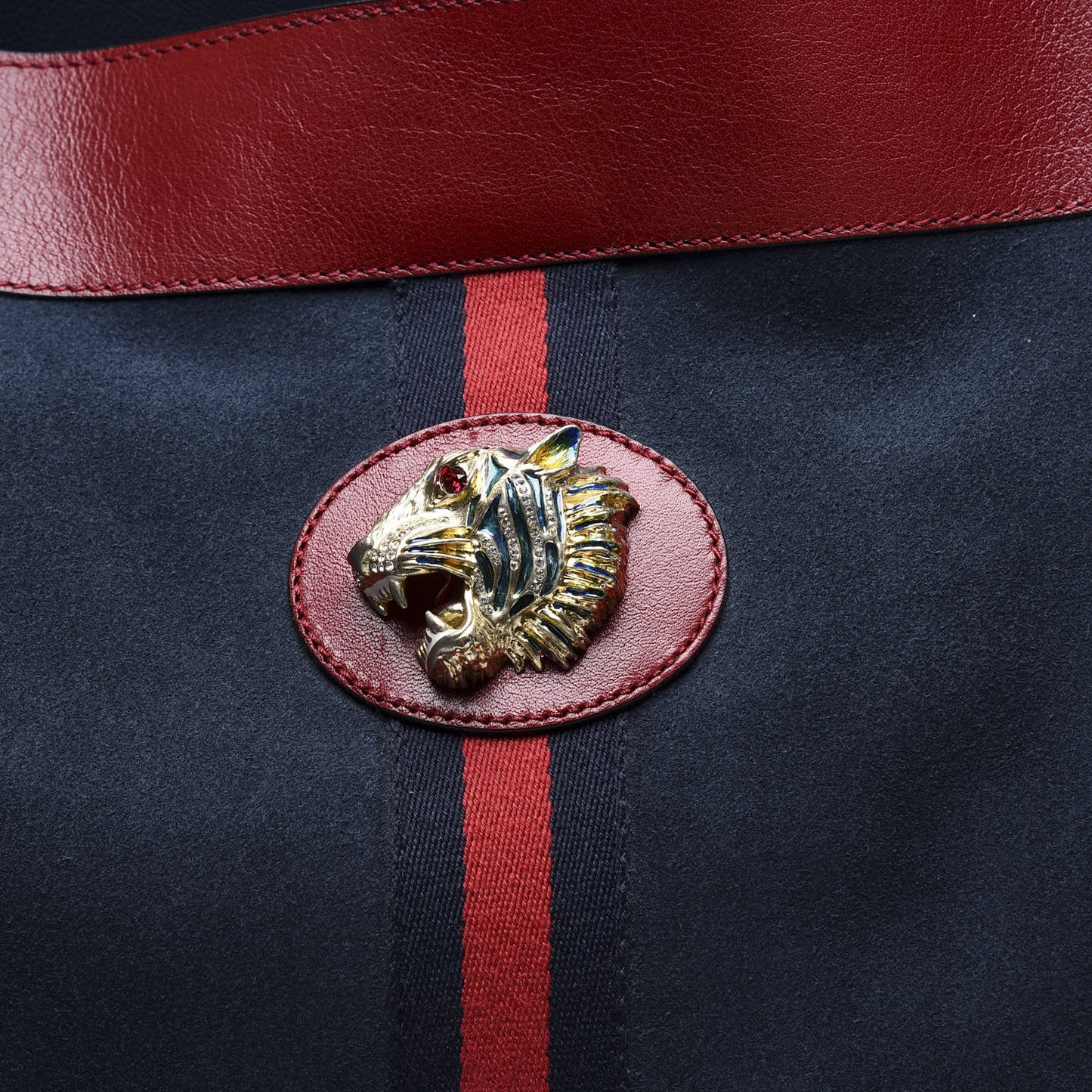 Suede Calfskin Large Rajah Chain Tote New Blue Romantic Cherry