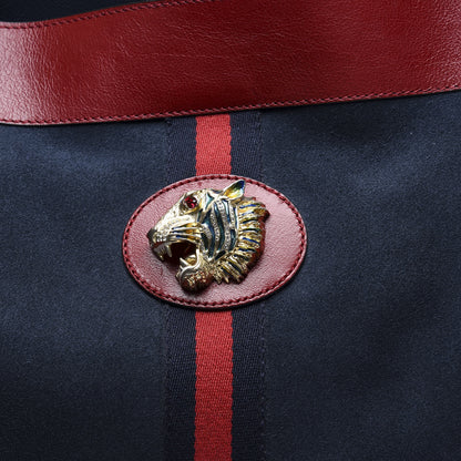 Gucci Suede Calfskin Large Rajah Chain Tote New Blue Romantic Cherry 12 of 13