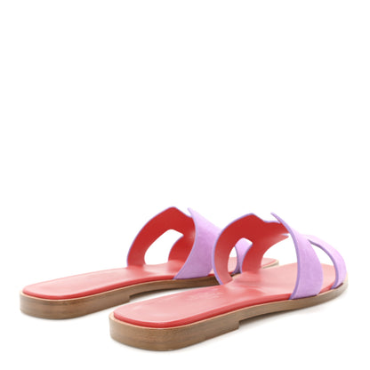 Hermes Suede Goatskin Oran Sandals 37 Violet Parme 5 of 10