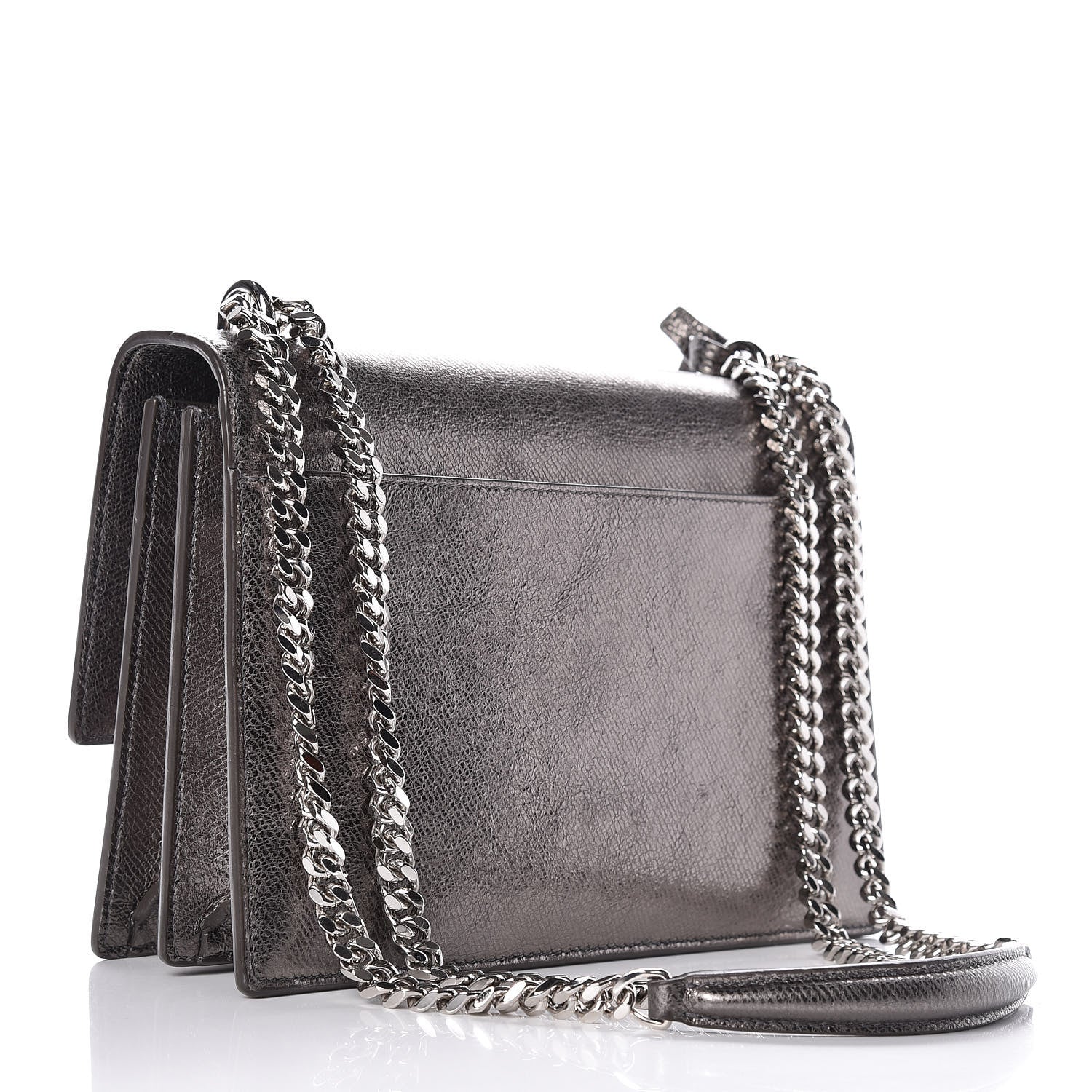 Saint Laurent Metallic Grained Calfskin Medium Monogram Sunset Dark Silver 3 of 12
