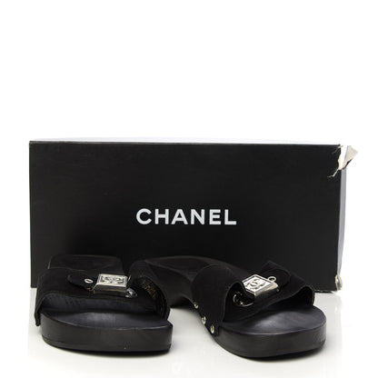 Chanel Suede CC Buckle Clogs 37 Black 9 of 9