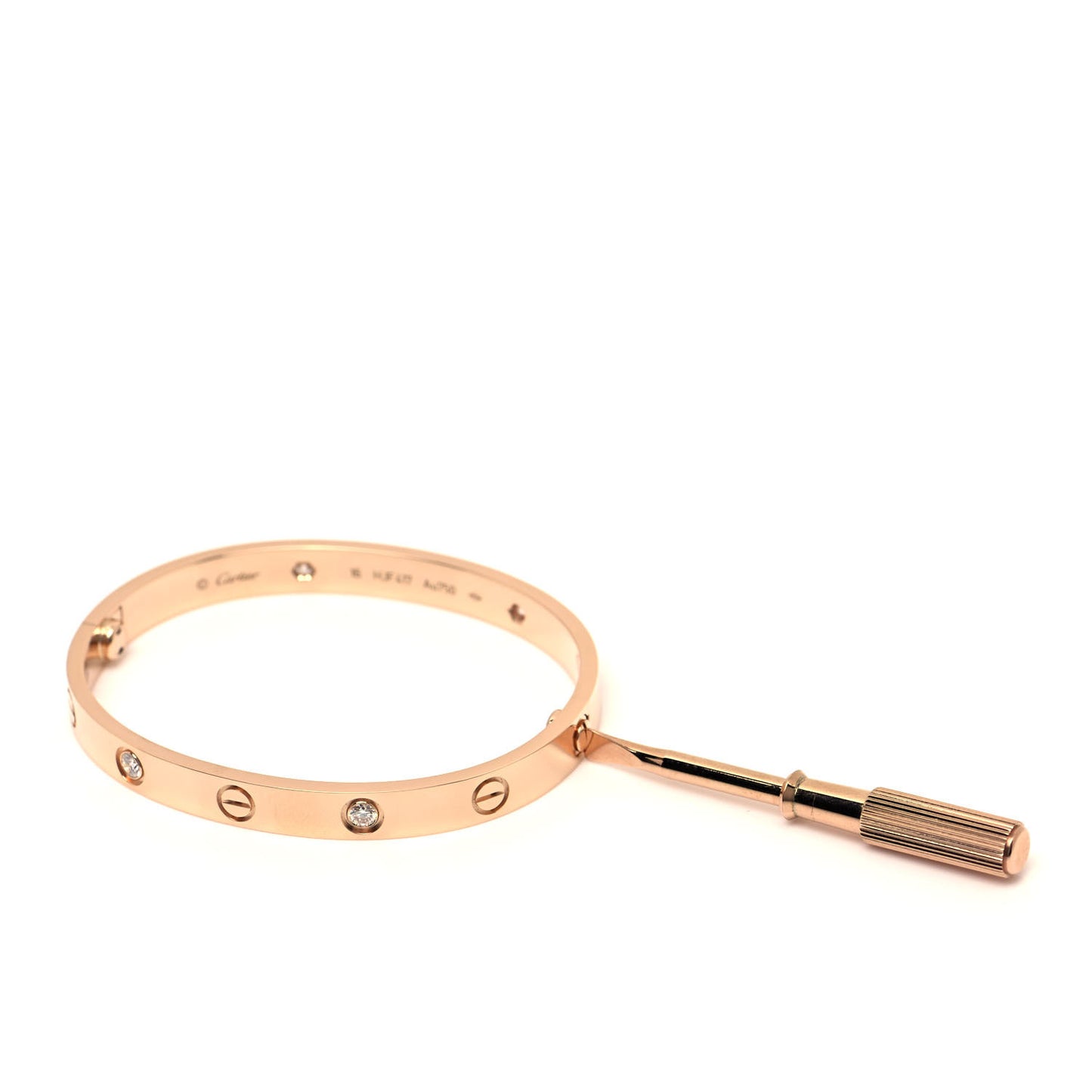 18K Pink Gold 4 Diamond LOVE Bracelet 16