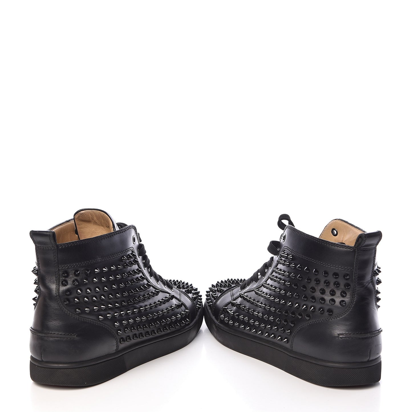 Calfskin Mens Louis Spikes Flat Sneakers 45 Black