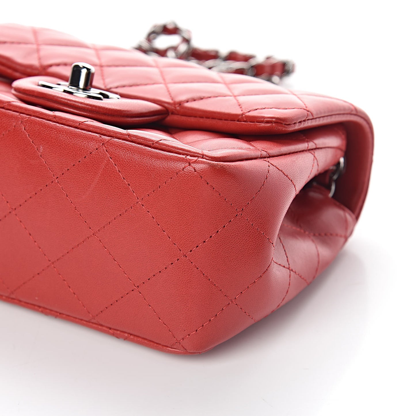 Lambskin Quilted Mini Square Flap Dark Red