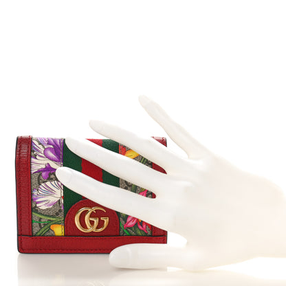 Gucci GG Supreme Monogram Flora Web Ophidia Card Case Red 2 of 9