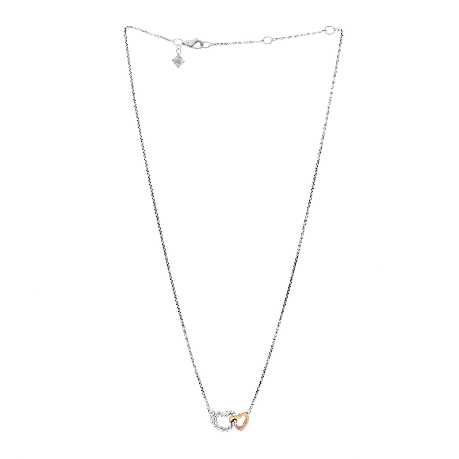 David Yurman Sterling Silver 18K Yellow Gold Belmont Heart Pendant Necklace 3 of 5