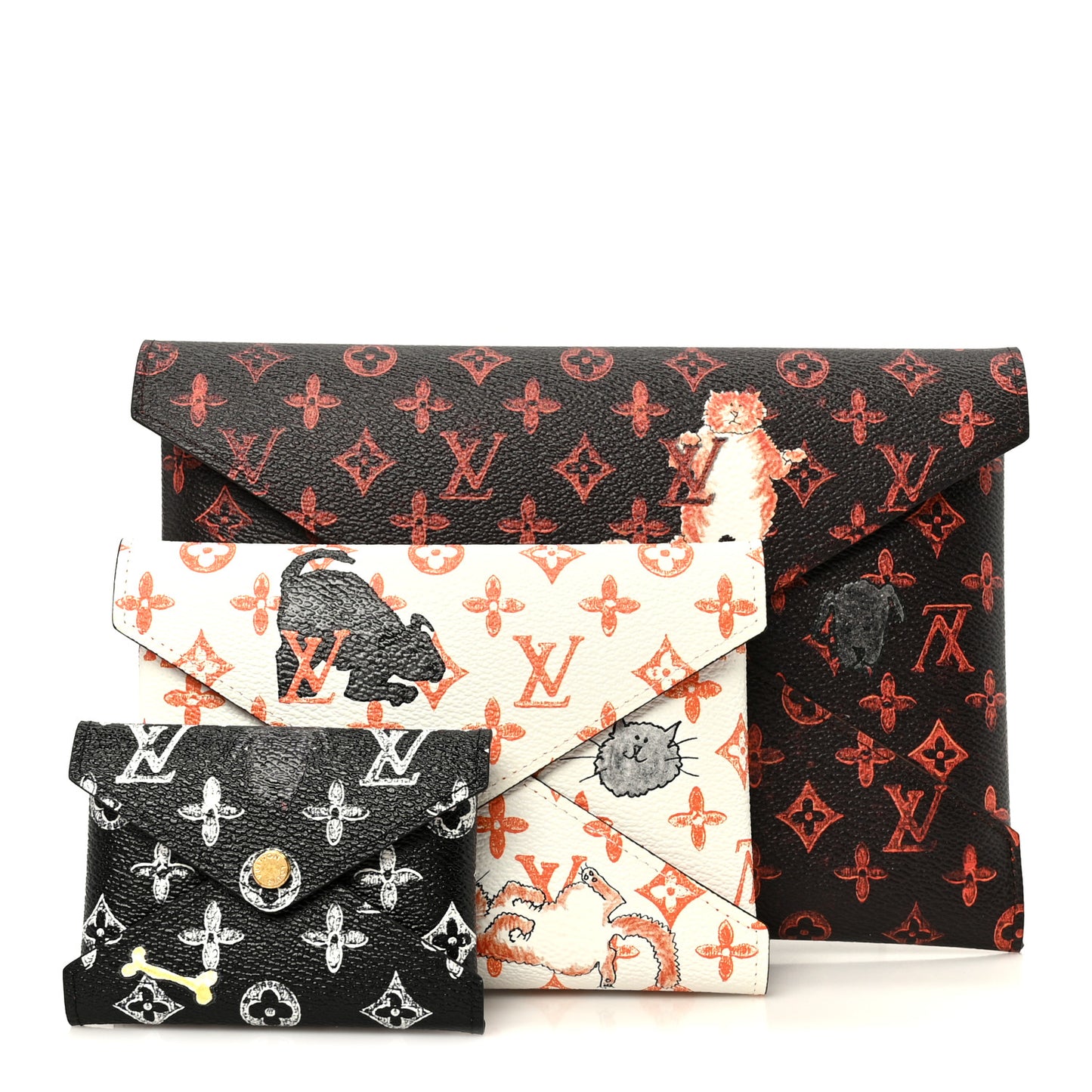 Catogram Kirigami Pochette Set Marron White Black