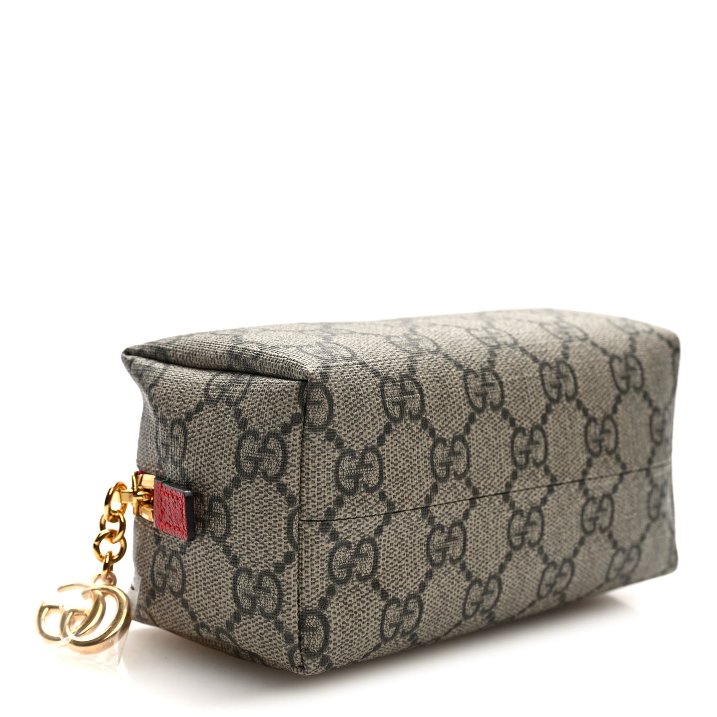 Soft GG Supreme Monogram Calfskin Small Ophidia Cosmetic Case Beige Ebony Hibiscus Red