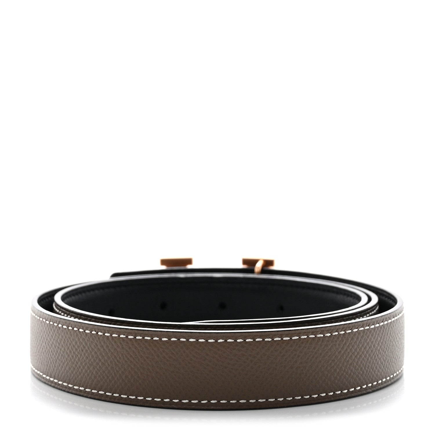 Hermes Swift Epsom Constance H Belt 85 34 Black Etoupe 2 of 5