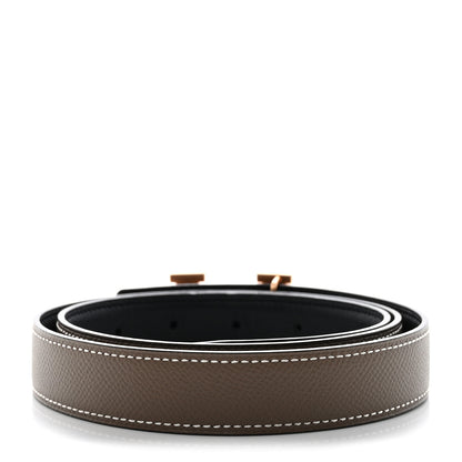 Hermes Swift Epsom Constance H Belt 85 34 Black Etoupe 2 of 5