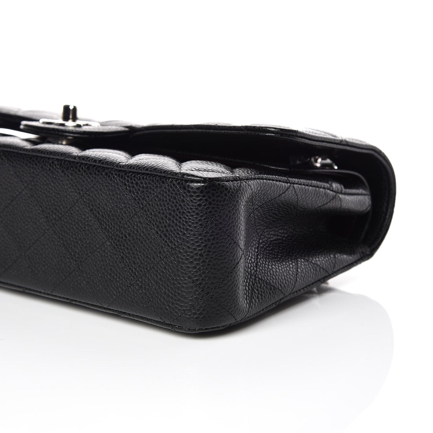 Caviar Quilted Medium Double Flap Black