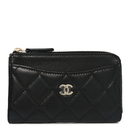 Chanel Caviar Quilted CC Zip Around Card Holder Black 1 of 8