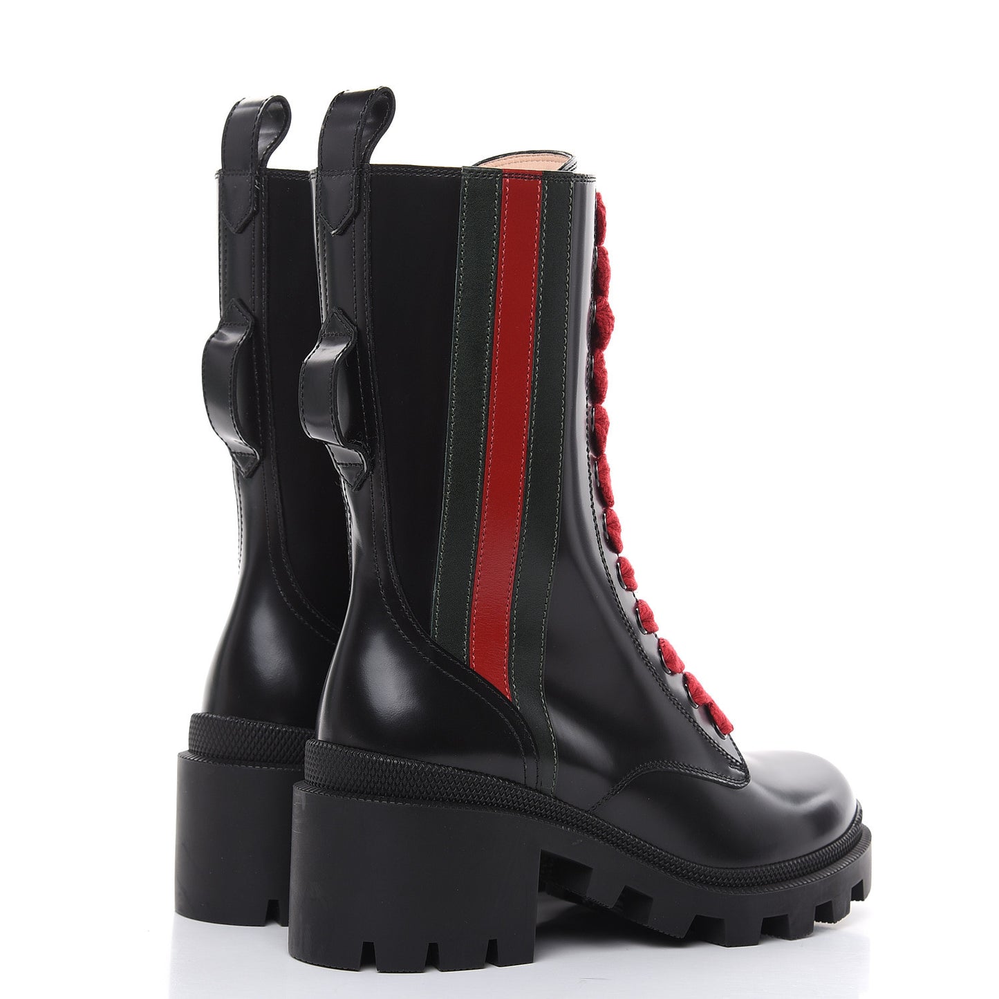 Magnum Calfskin Cirano Lux Web Lace Up Tall Combat Boots 35.5 Black Verde Hibiscus Red