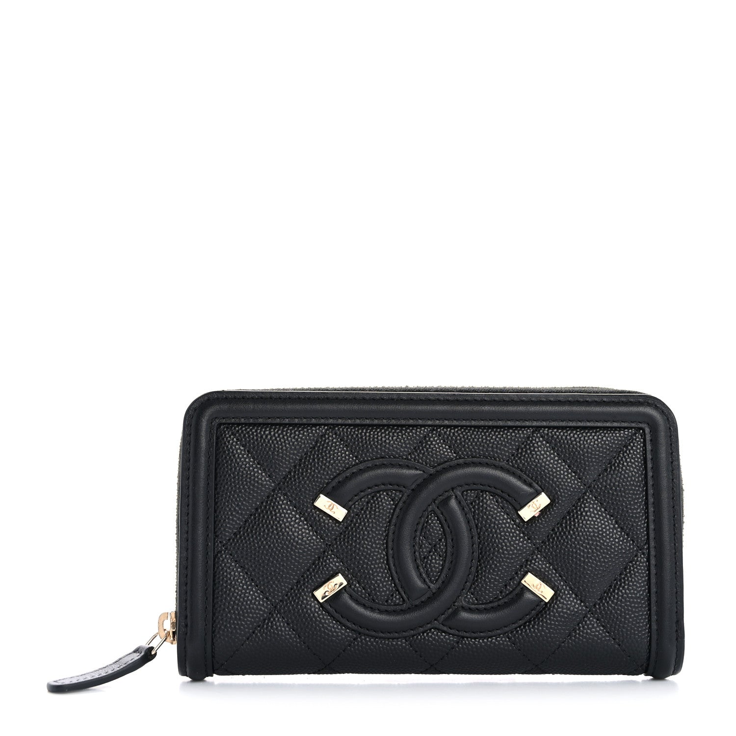 Chanel Caviar Quilted Medium Filigree Zip Around Wallet Black 1 of 10