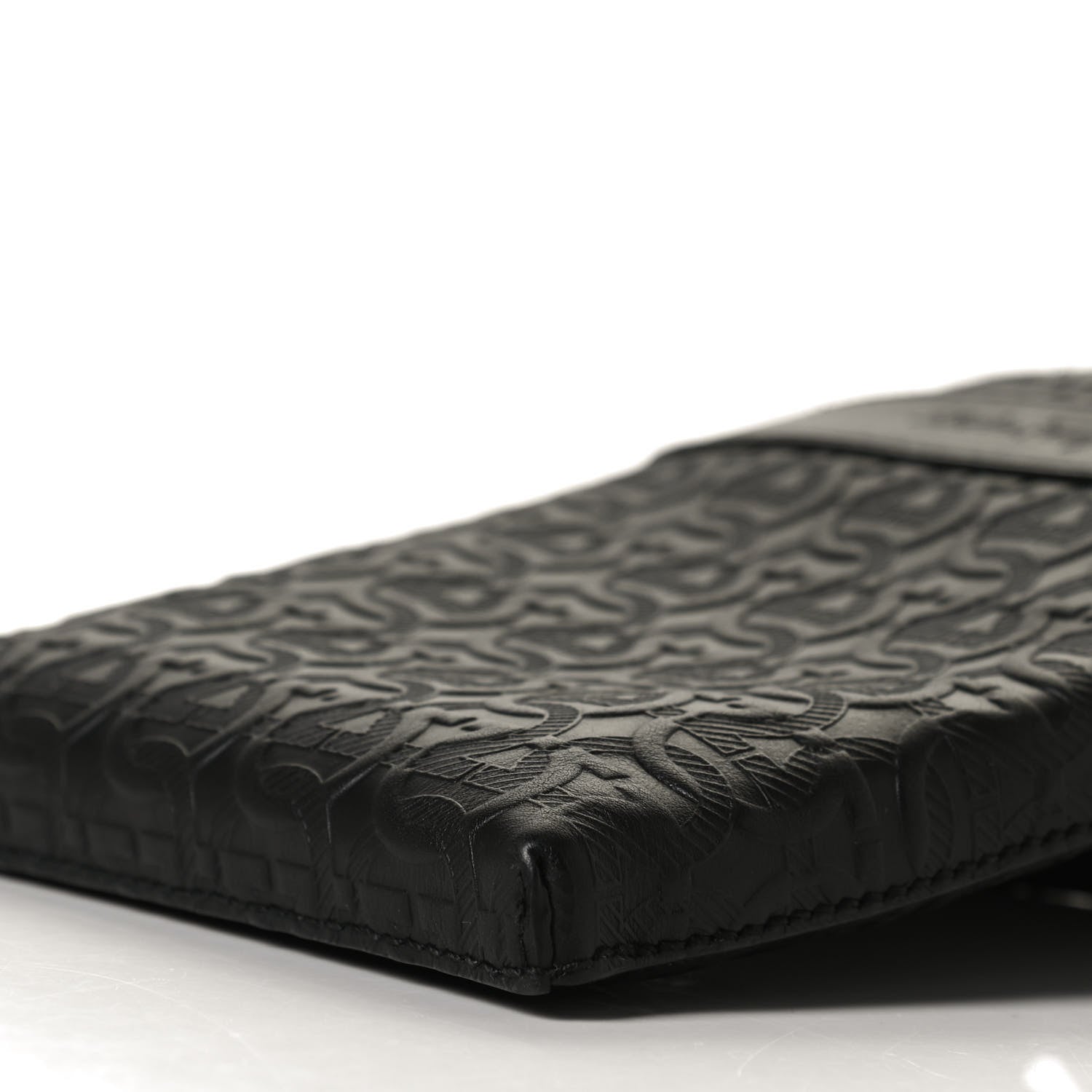 Salvatore Ferragamo Calfskin Gancini Embossed Travel Pouch Black 10 of 12