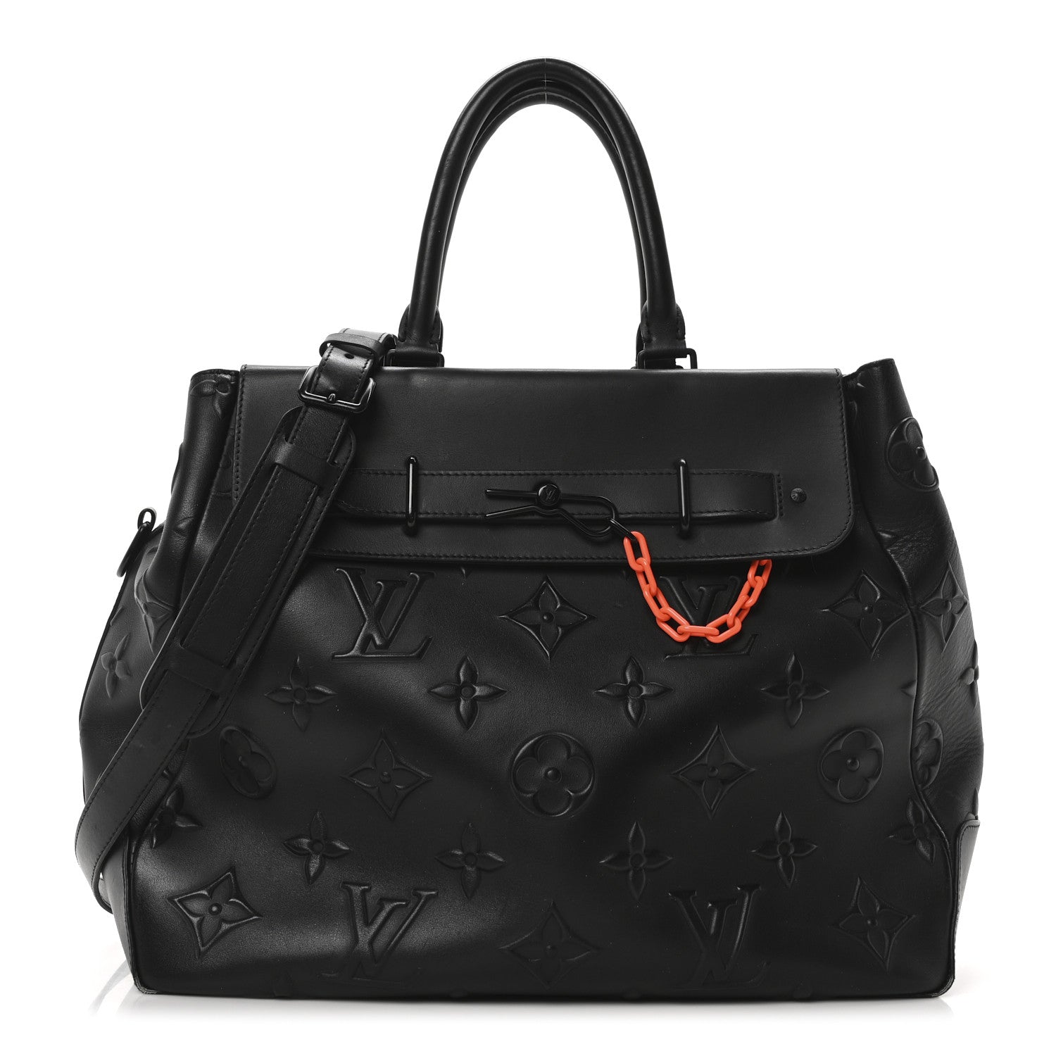 Louis Vuitton Monogram Seal Steamer Tote Black 1 of 9