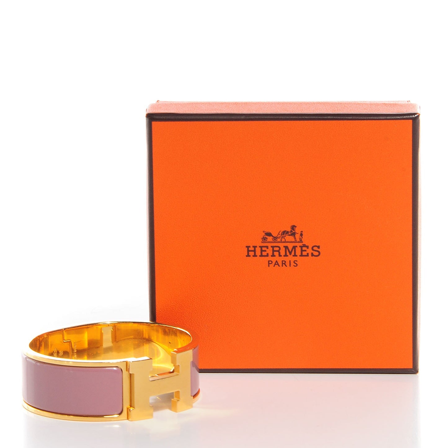 Enamel Wide Clic Clac H Bracelet PM Rose Poudre