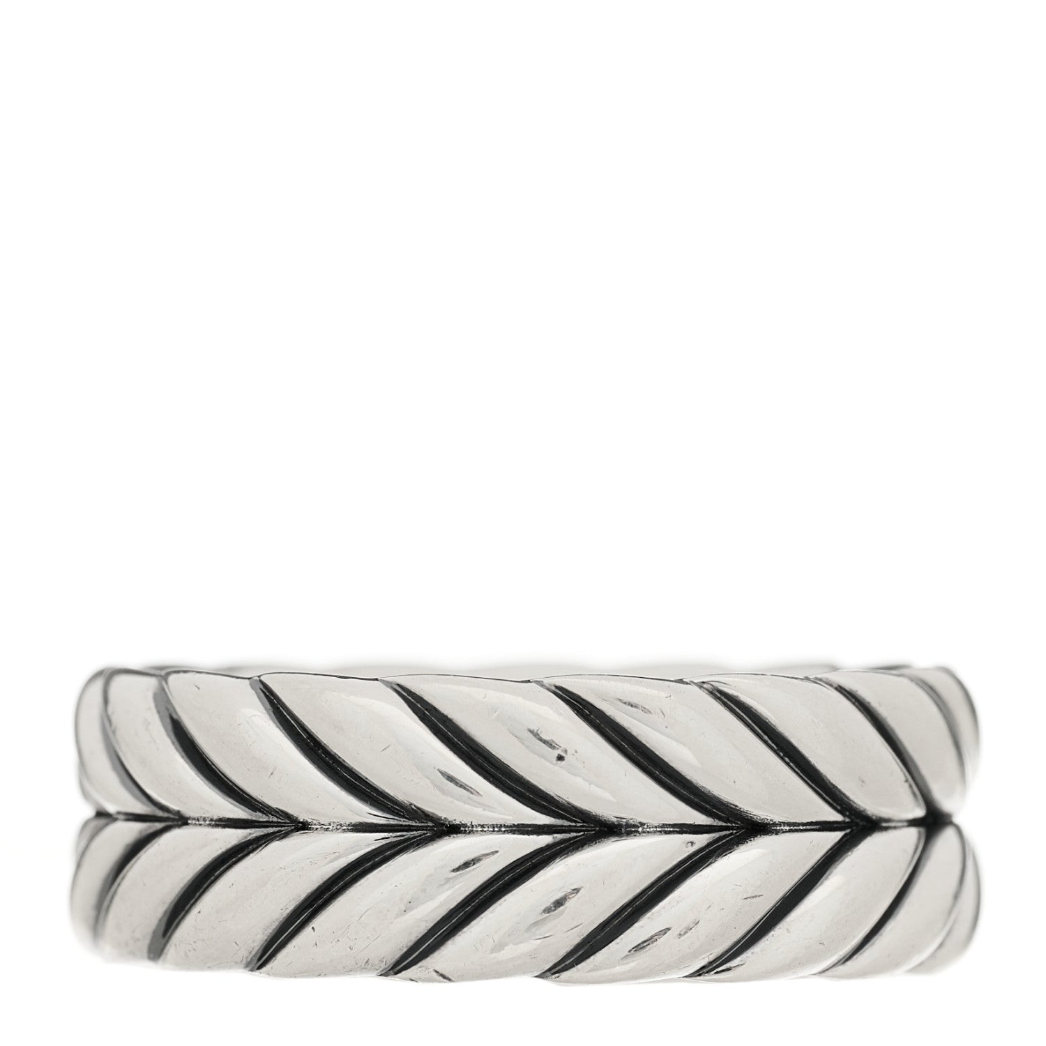David Yurman Sterling Silver 9mm Chevron Band Ring 58 8.25 1 of 7