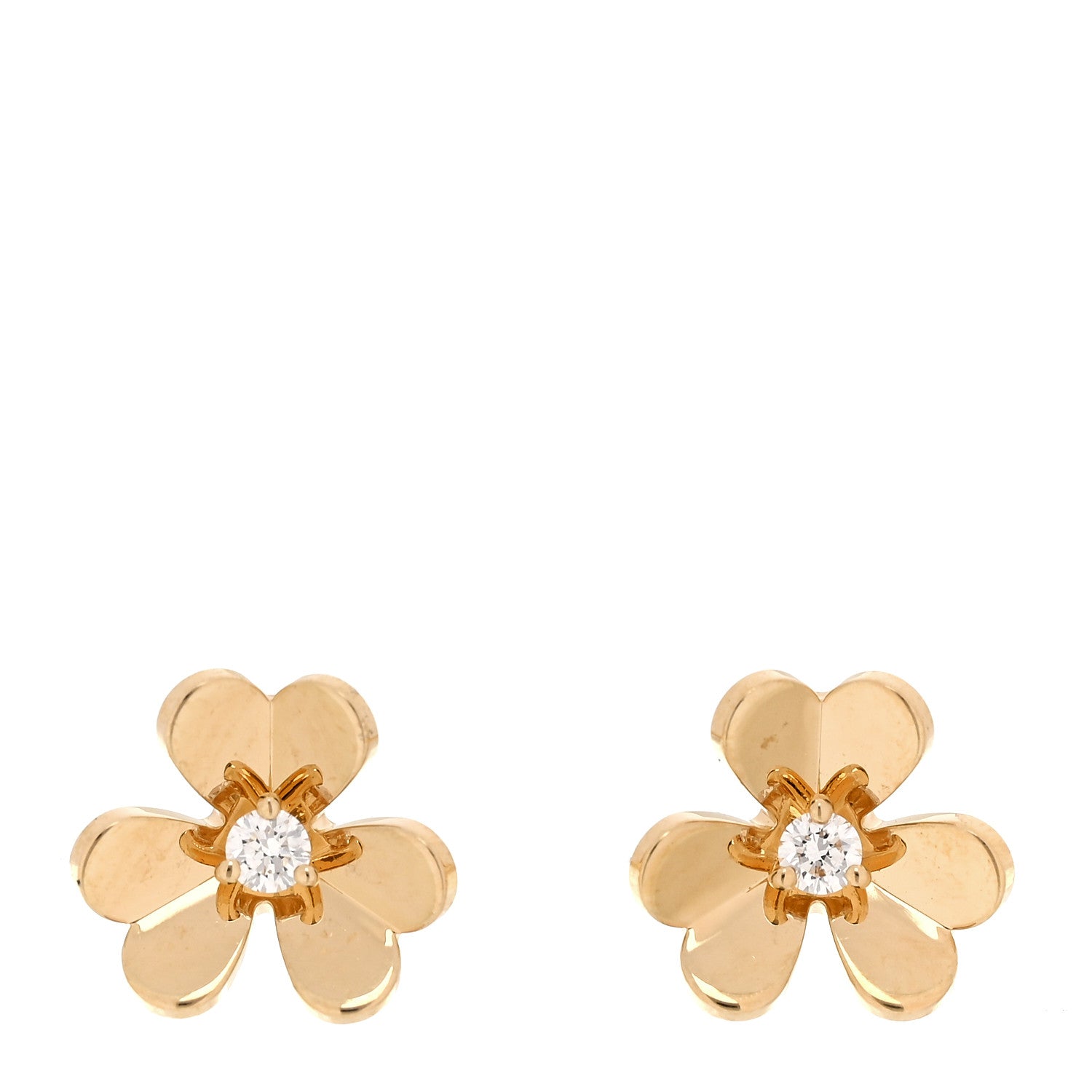 Van Cleef & Arpels 18K Yellow Gold Diamond Mini Frivole Earrings 1 of 5