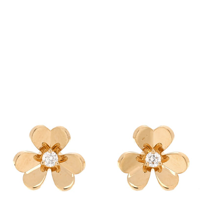 Van Cleef & Arpels 18K Yellow Gold Diamond Mini Frivole Earrings 1 of 5